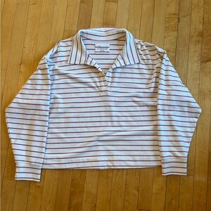 EUC Natural Reflections Sierra Long-Sleeve Striped Polo Shirt | Women’s XL